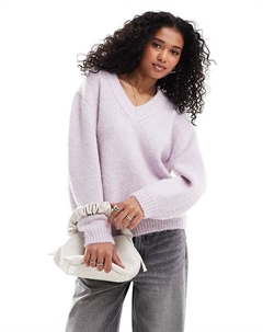 Джемпер свободного кроя с v-образным вырезом сиреневого цвета Asos design