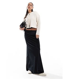 Бархатная юбка-комбинация макси черного цвета Miss selfridge