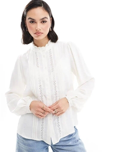 Блузка с кружевными деталями кремового цвета Jdy