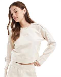 Толстовка Tonal Logo Lounge с круглым вырезом кремового цвета Calvin klein