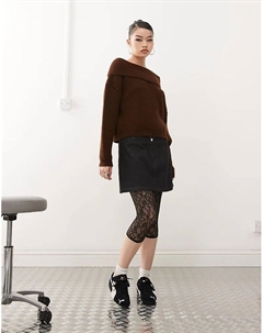 Кружевные леггинсы-капри черного цвета Asos design