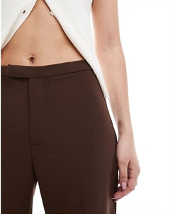 Брюки средней посадки коричневого цвета Pull & bear