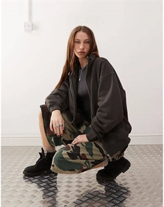 Толстовка Jodi с воротником-стойкой и застежкой-молнией темно-серого цвета Weekday