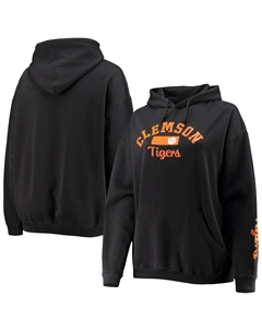 Женский супер-оверсайз-пуловер с капюшоном черного цвета Clemson Tigers Rock n Roll для прессы Pressbox Unbranded