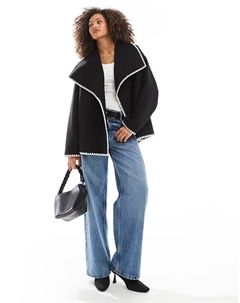 Пиджак свободного кроя с контрастной строчкой черного цвета 4th & reckless