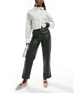 Прямые брюки из искусственной кожи зеленого цвета Asos design