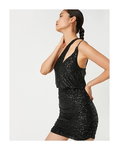 Мини-платье в горошек с деталью окна, черный Koton