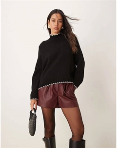 Джемпер с высоким воротом, связанный узором, черного цвета Asos design