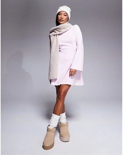 Супермягкое облегающее мини-платье с расклешенной юбкой розового цвета Asos