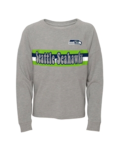 Серая футболка с длинными рукавами в полоску реглан для юниоров «Сиэтл Сихокс» Outerstuff