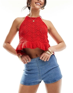 Джинсовые микро-шорты средне-синего цвета Asos design