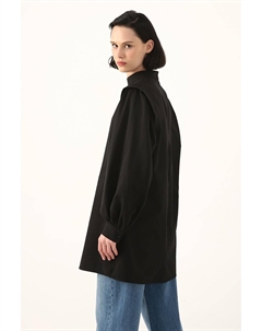 Черная туника со складками на плечах и объемными рукавами All day