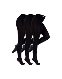 3 пары теплых зимних черных колготок на мягкой флисовой подкладке, черный Thmo
