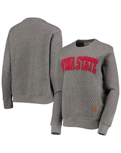 Женский стеганый пуловер с аппликацией из лося Pressbox, серый стеганый пуловер с надписью Iowa State Cyclones Unbranded