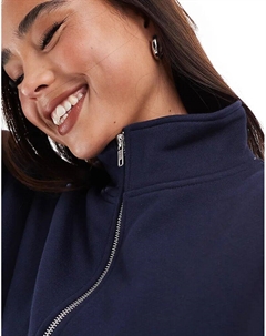 Свитер с высоким воротом и застежкой-молнией в темно-синем цвете Asos design