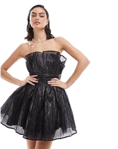 Мини-платье-бандо со сборками черного цвета Collective the label