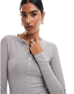 Бесшовный скульптурный топ с длинными рукавами хенли серого меланжевого цвета Asos design