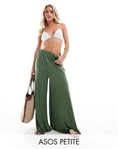 Пляжные брюки-палаццо Petite из джерси цвета хаки Asos design