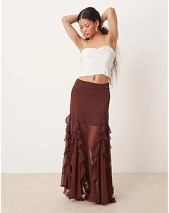 Макси-юбка со вставками годе коричневого цвета Miss selfridge