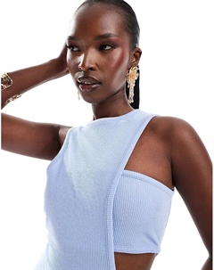 Платье-миди в стиле гонки с вырезами светло-голубого цвета Asos design