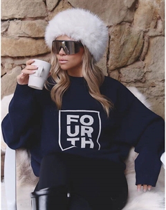 Джемпер жаккардовой вязки с логотипом x Felicia Wedin Apres Ski темно-синего цвета 4th & reckless