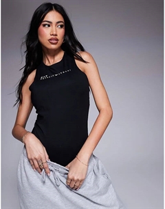 Боди Armani racer с перекрестными бретелями и логотипом черного цвета Ea7