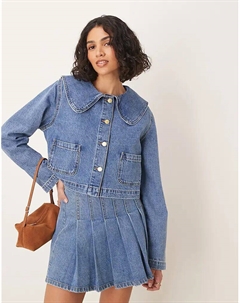 Джинсовая куртка с закругленными лацканами синего цвета (часть комплекта) Asos design