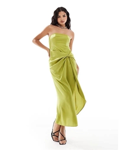 Юбка-бандо с узлом платье мидакси зеленого цвета Asos design