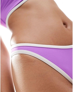 Контрастная окантовка высокие бедра хипстерские плавки бикини ярко-розового цвета Asos design