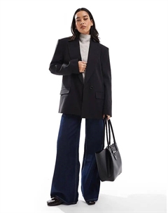 Двубортный пиджак с широкими плечами черного цвета Asos design