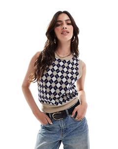 Вязаный топ-свитер с узором «аргайл» бежевого цвета Gant