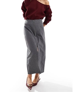 Юбка миди с молнией серого цвета Asos design