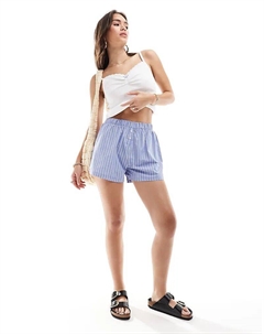 Пижамный комплект из сорочки и тканых полосок синего цвета Asos design