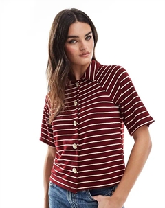 Кардиган с воротником в бордово-белую полоску Asos design