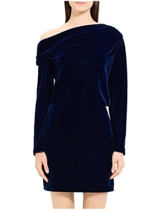 Платье с асимметричным вырезом и открытыми плечами, синий Theory