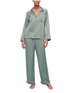 Длинный пижамный комплект из стирающегося шелка Inez, зеленый Eberjey
