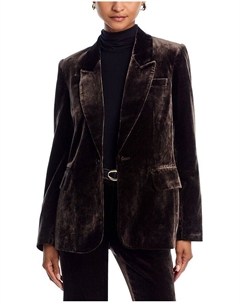 Тонкий бархатный блейзер на одной пуговице, коричневый Frame