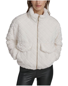 Стеганая куртка-бомбер из искусственного меха, слоновая кость/кремовый Marc new york