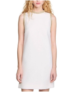 Короткое платье с отделкой стразами, слоновая кость/кремовый Sandro