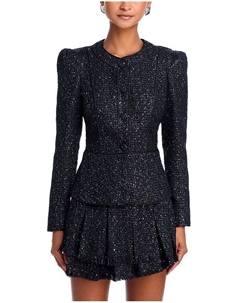 Пиджак из твида с баской и пайетками, черный Aqua