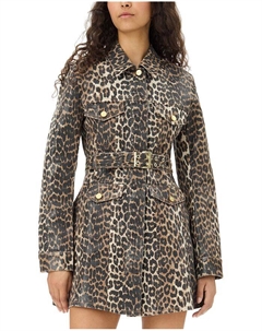 Платье из денима с леопардовым принтом, мультиколор Ganni