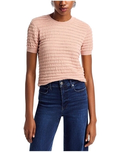 Топ-свитер из шелка и хлопка с присборенной резинкой, розовый Frame