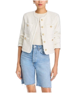 Твидовый пиджак без воротника, слоновая кость/кремовый Aqua