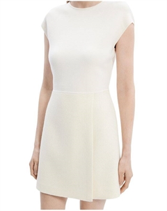 Мини-платье из твида с запахом, слоновая кость/кремовый Theory