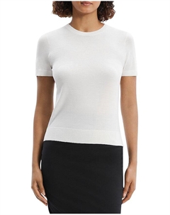 Легкий шерстяной топ с коротким рукавом, белый Theory