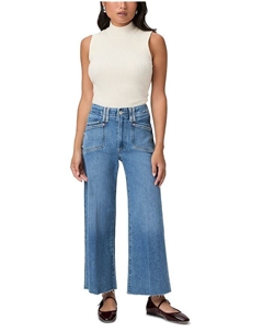 Джинсы Petites Anessa High Rise Wide Leg в цвете Sunnie Distressed, синий Paige