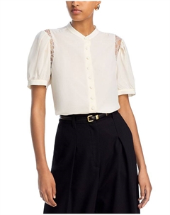 Шелковая блузка с кружевной отделкой, слоновая кость/кремовый Frame