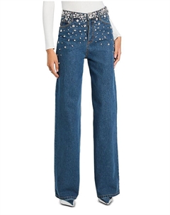 Джинсы Jenna с отделкой в стиле «широкий крой» из хрусталя Montana Retrofete, синий