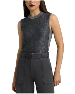 Вязаный топ с пайетками спереди, серый St. john