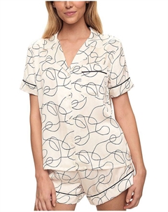 Пижамный комплект из короткого шелкового моющегося материала с принтом «Инес», мультиколор Eberjey